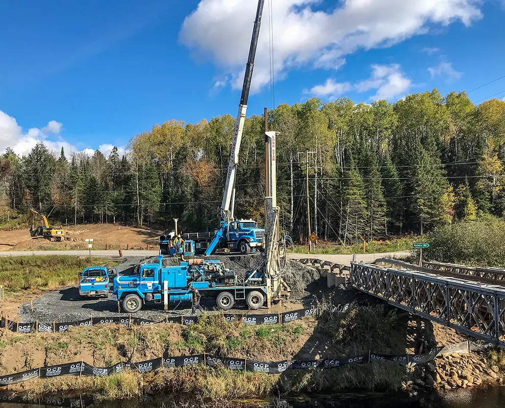 Lone Star Drilling installing bridge caissons.