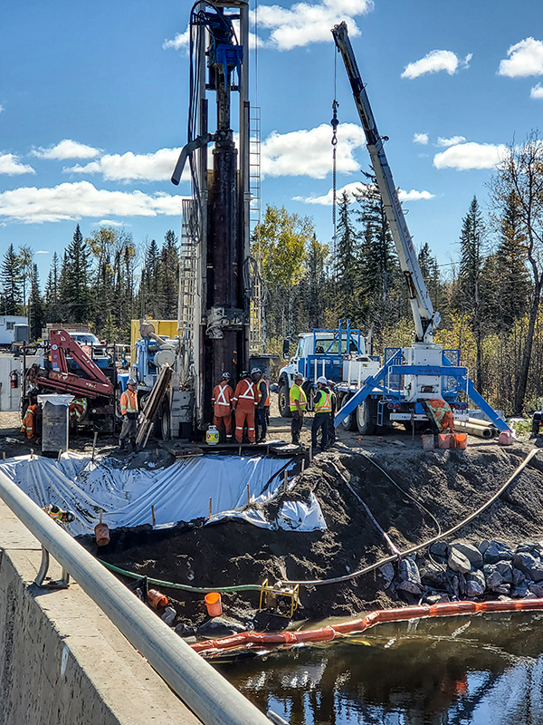Lone Star Drilling on a Bridge Work project.